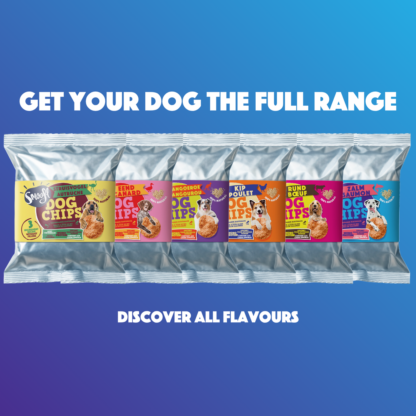 Smoofl Dog Chips – Zalm Crunchy gepofte rijstsnacks.