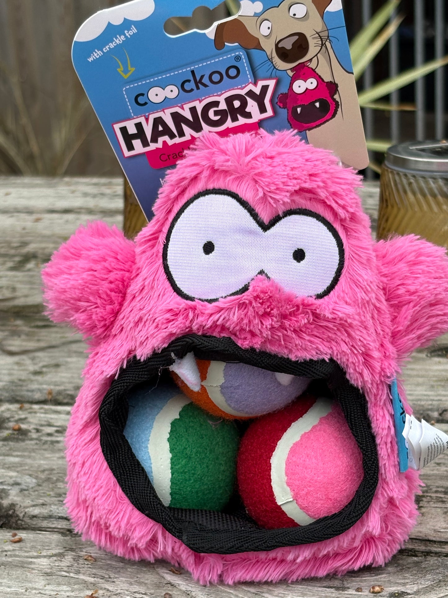 Coockoo Hangry crackle Roze + tennisballen