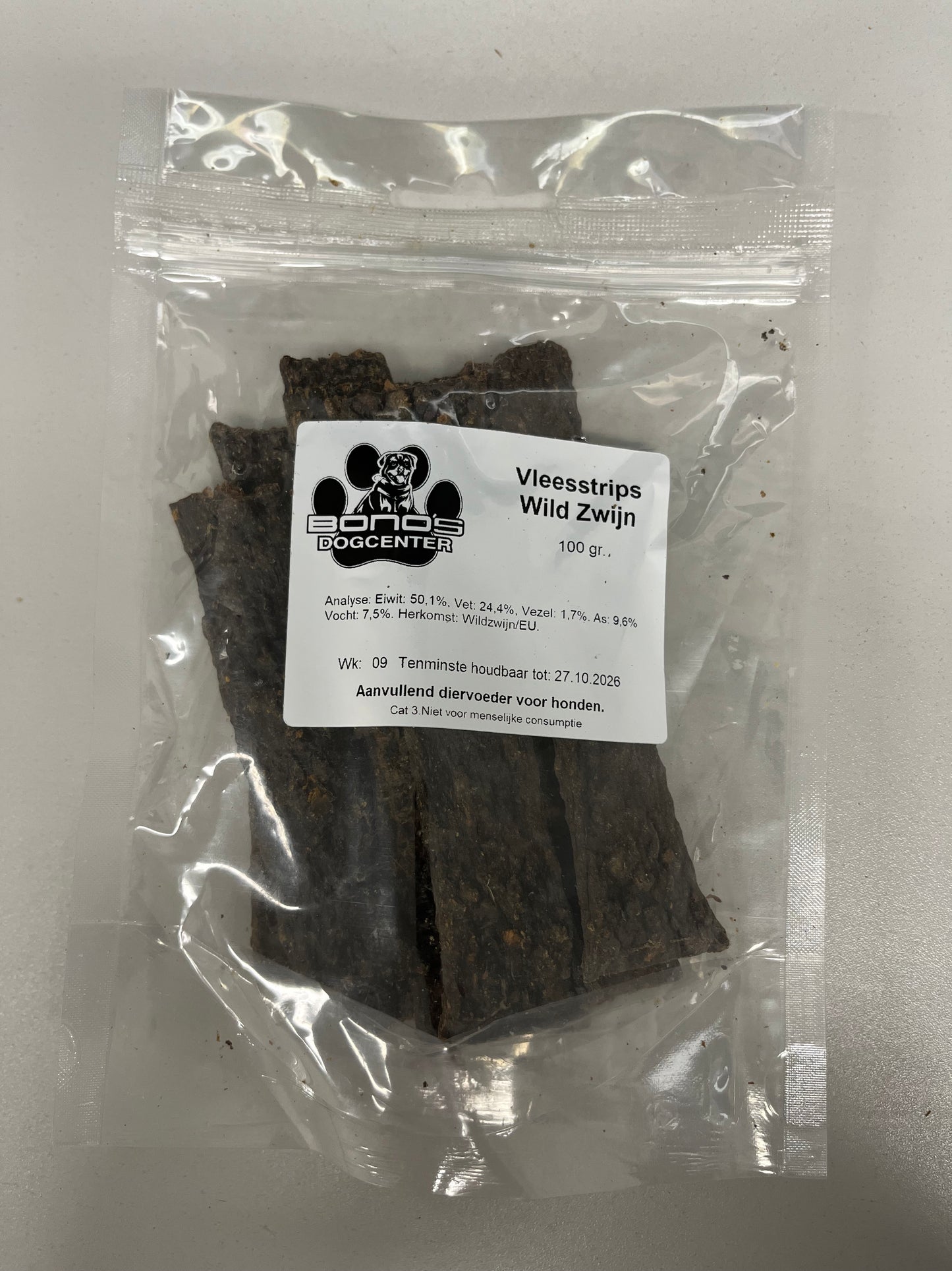 Bono's Dogcenter vleesstrips wild zwijn 100 gram