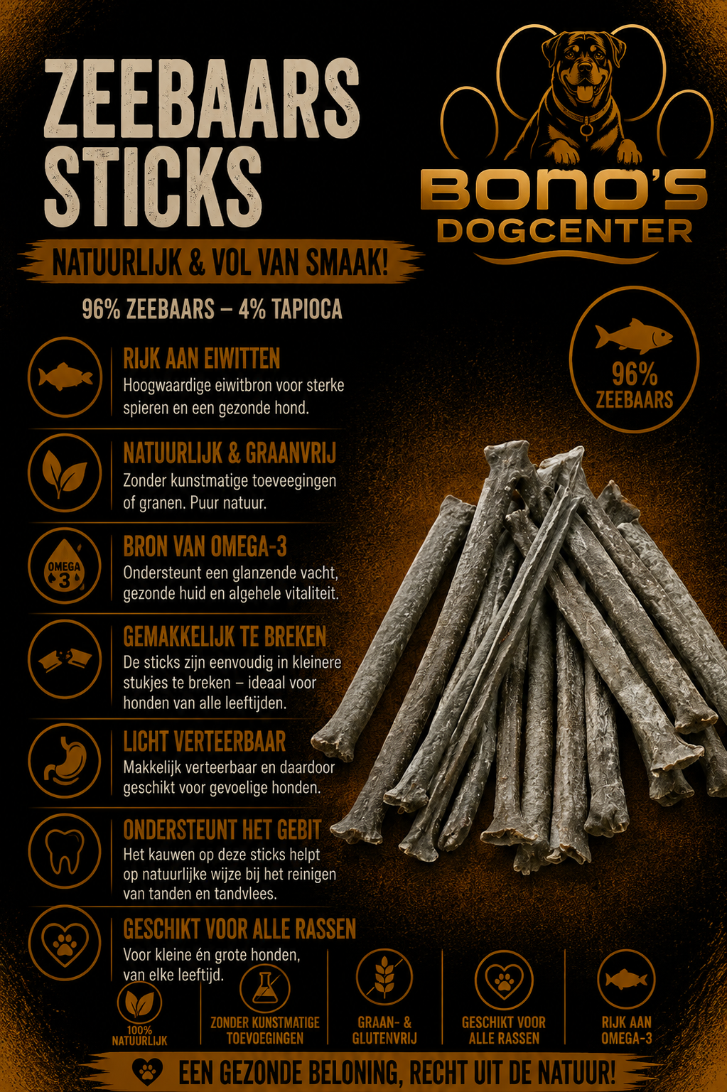Zeebaars Sticks 100 gram