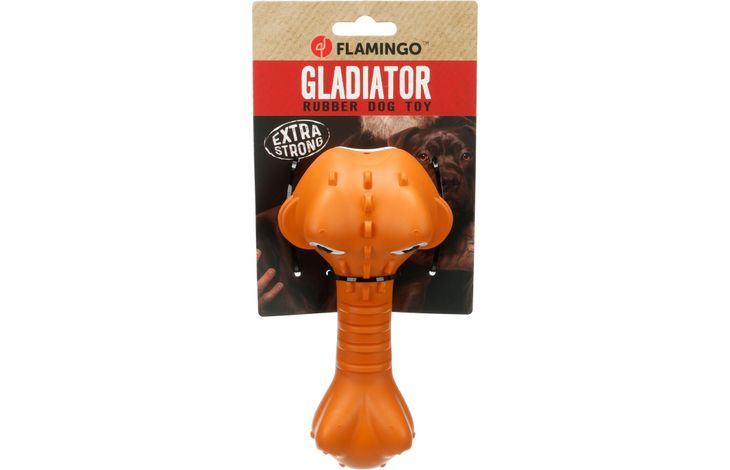 Flamingo Gladiator Crocodile Oranje – Extra Sterk Rubber Hondenspeelgoed – 18 cm