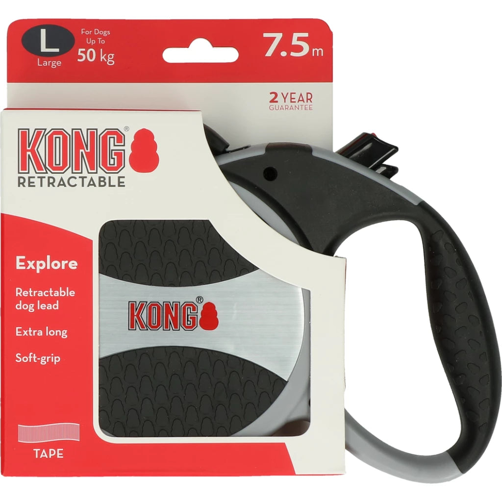 KONG Retractable Leash - Explore Grijs L 7,5 meter tot 50 kg