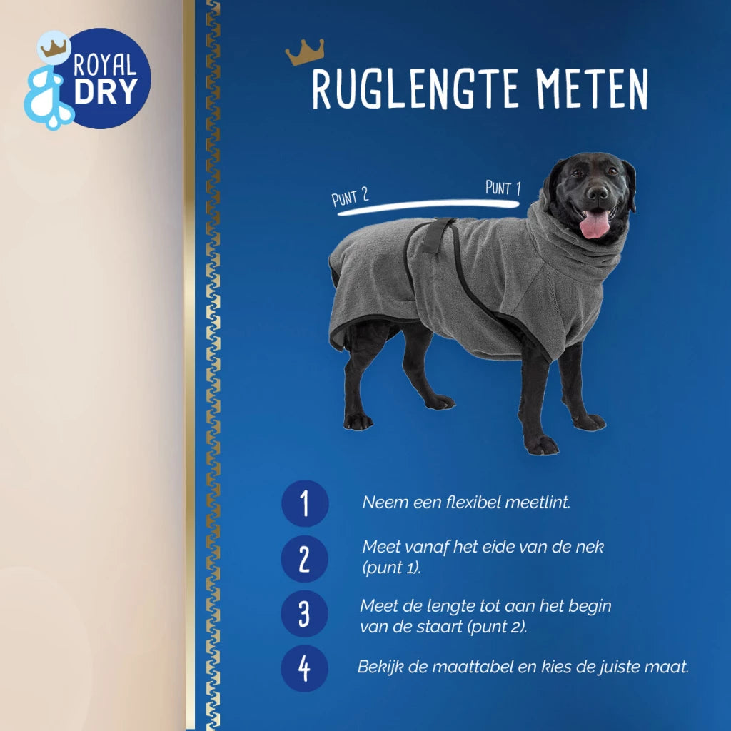 Royal Dry Badjas voor honden van XS tot XL in de kleur: Grijs