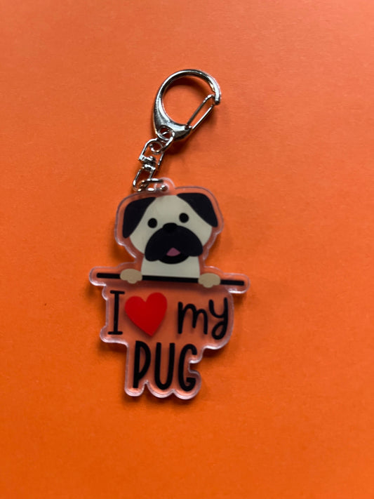 Sleutelhanger I ❤️ my pug