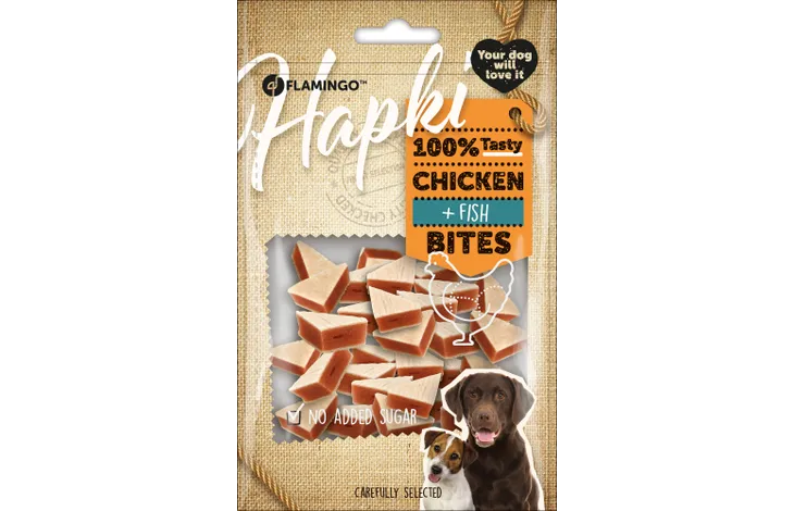 Snack Hapki Blokjes met kip & Vis  - 85 gram per zakje