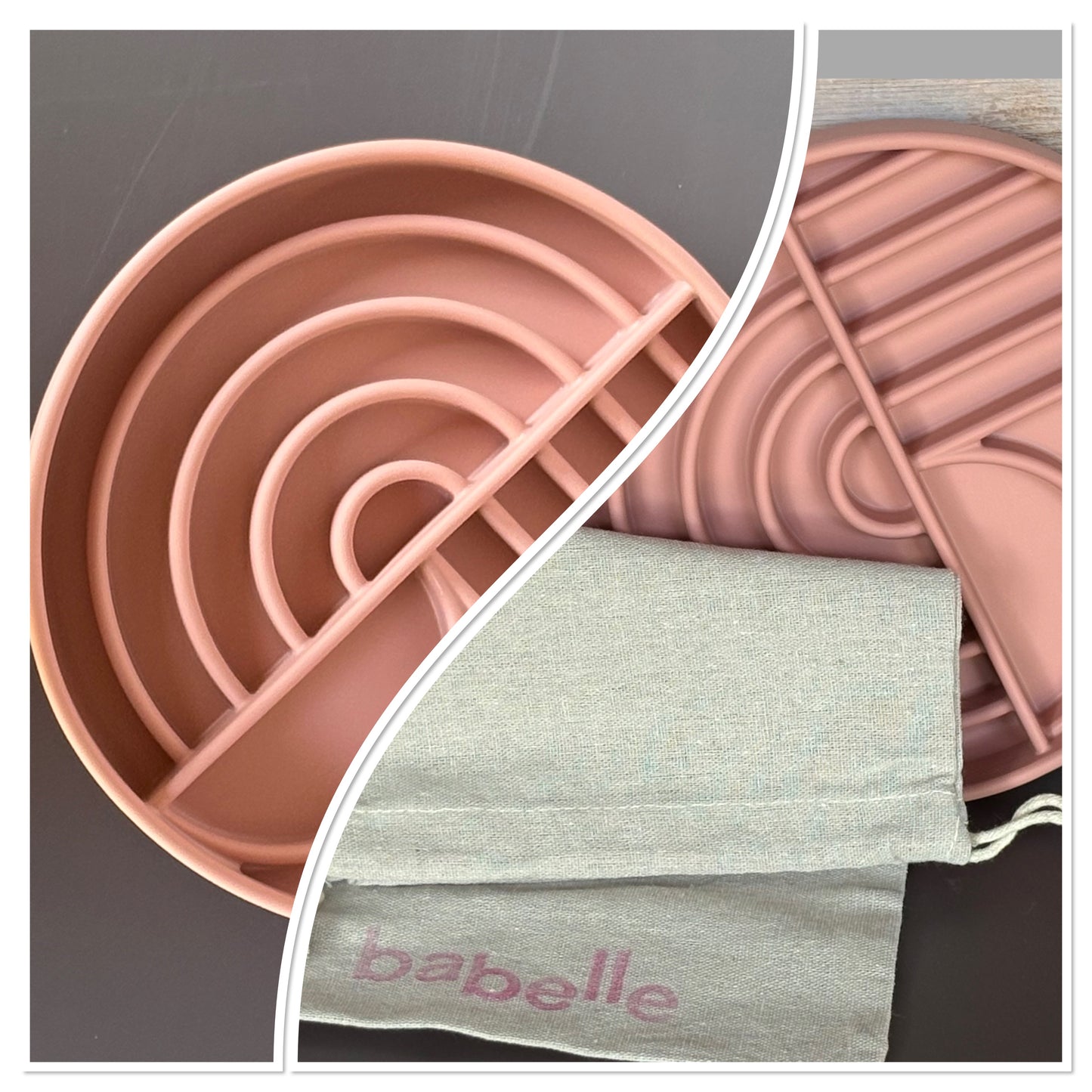 Babelle's Dreamy lickmat voor honden - verrijking in okerkleur, oud roze en saliegroen