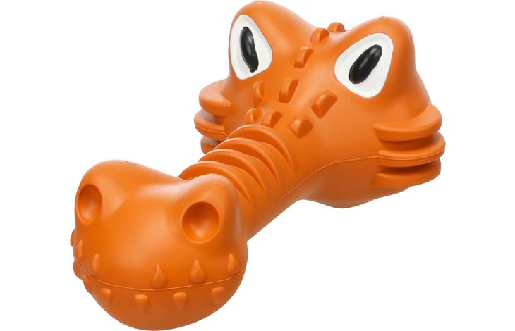 Flamingo Gladiator Crocodile Oranje – Extra Sterk Rubber Hondenspeelgoed – 18 cm