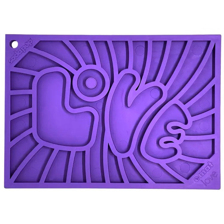Groovy Love eMat - Kleine verrijkingslikmat | Retro Peace & Love-ontwerp | SodaPup