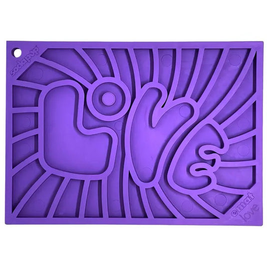Groovy Love eMat - Kleine verrijkingslikmat | Retro Peace & Love-ontwerp | SodaPup