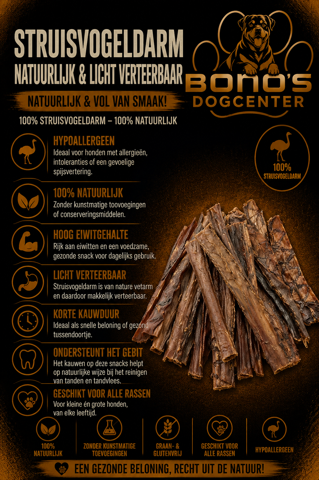 Struisvogeldarm – 100% Natuurlijk