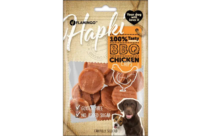 Snack Hapki Gebarbecuede Chips met kip - 85 gram per zakje