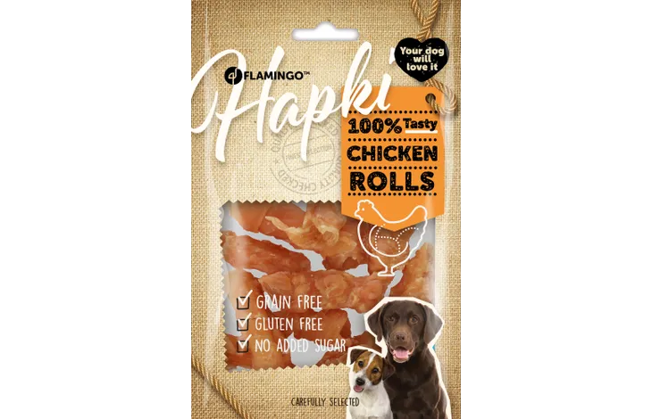 Snack Hapki Rol met kip - 85 gram per zakje