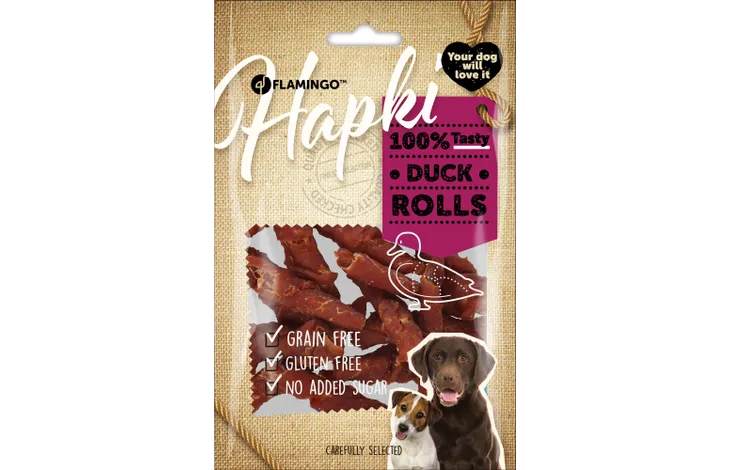 Snack Hapki Rol met Eend -  85 gram per zakje