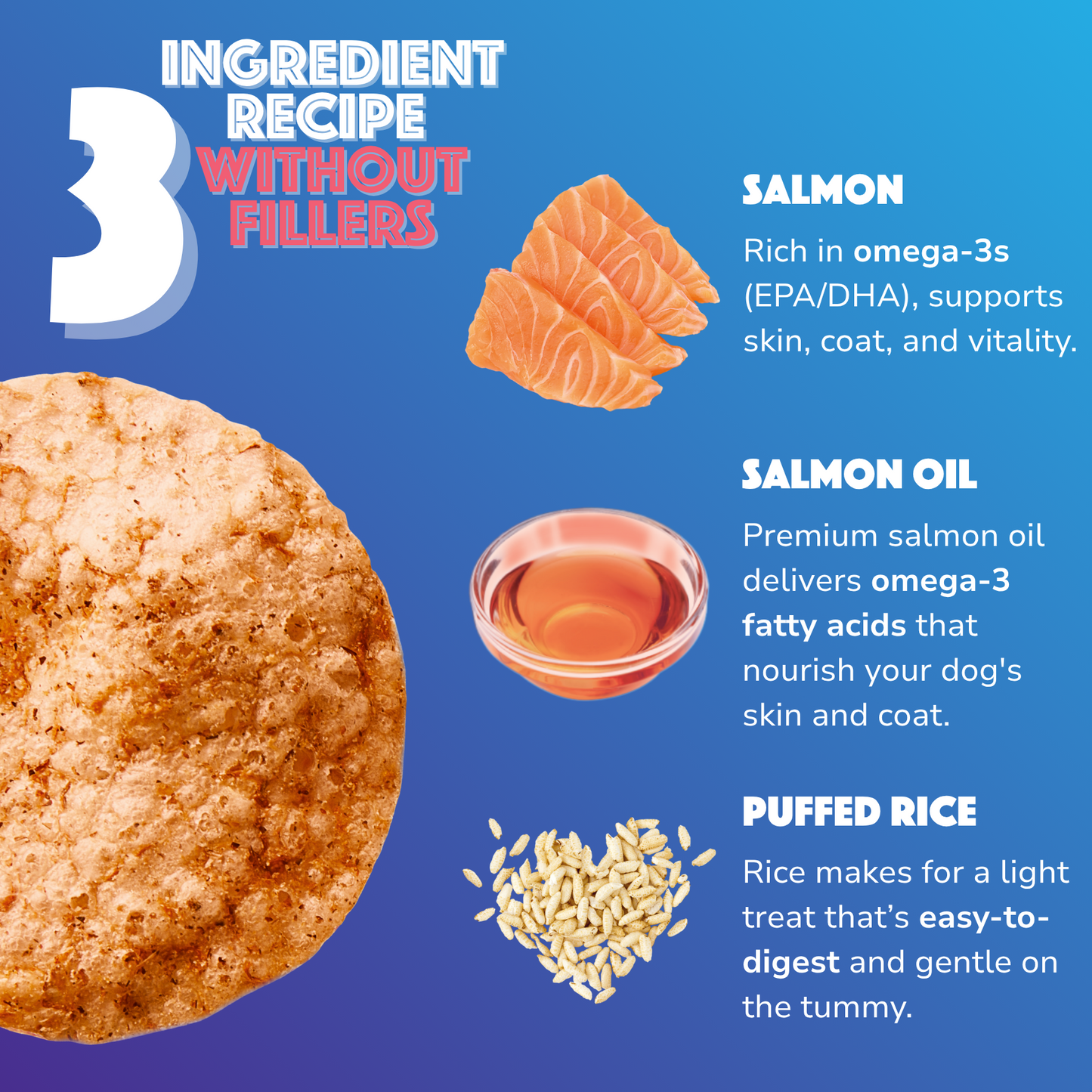 Smoofl Dog Chips – Zalm Crunchy gepofte rijstsnacks.