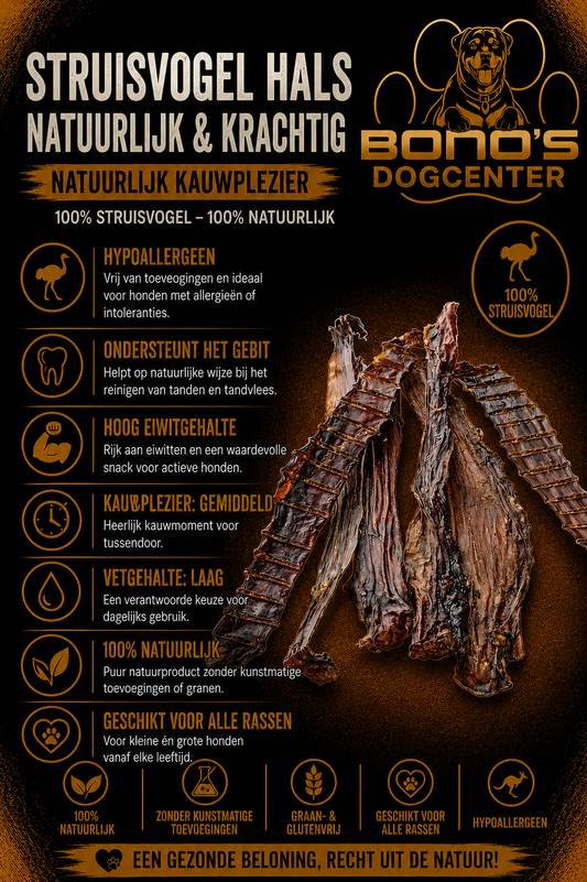 🦤 Struisvogelhals | 100% Natuurlijke Hondensnack