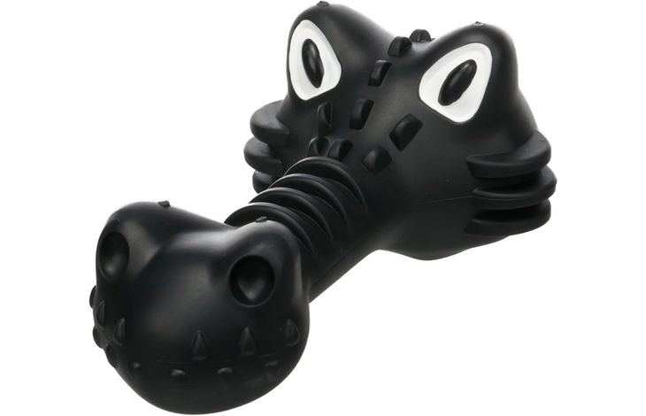 Flamingo Gladiator Crocodile Zwart – Extra Sterk Rubber Hondenspeelgoed – 18 cm