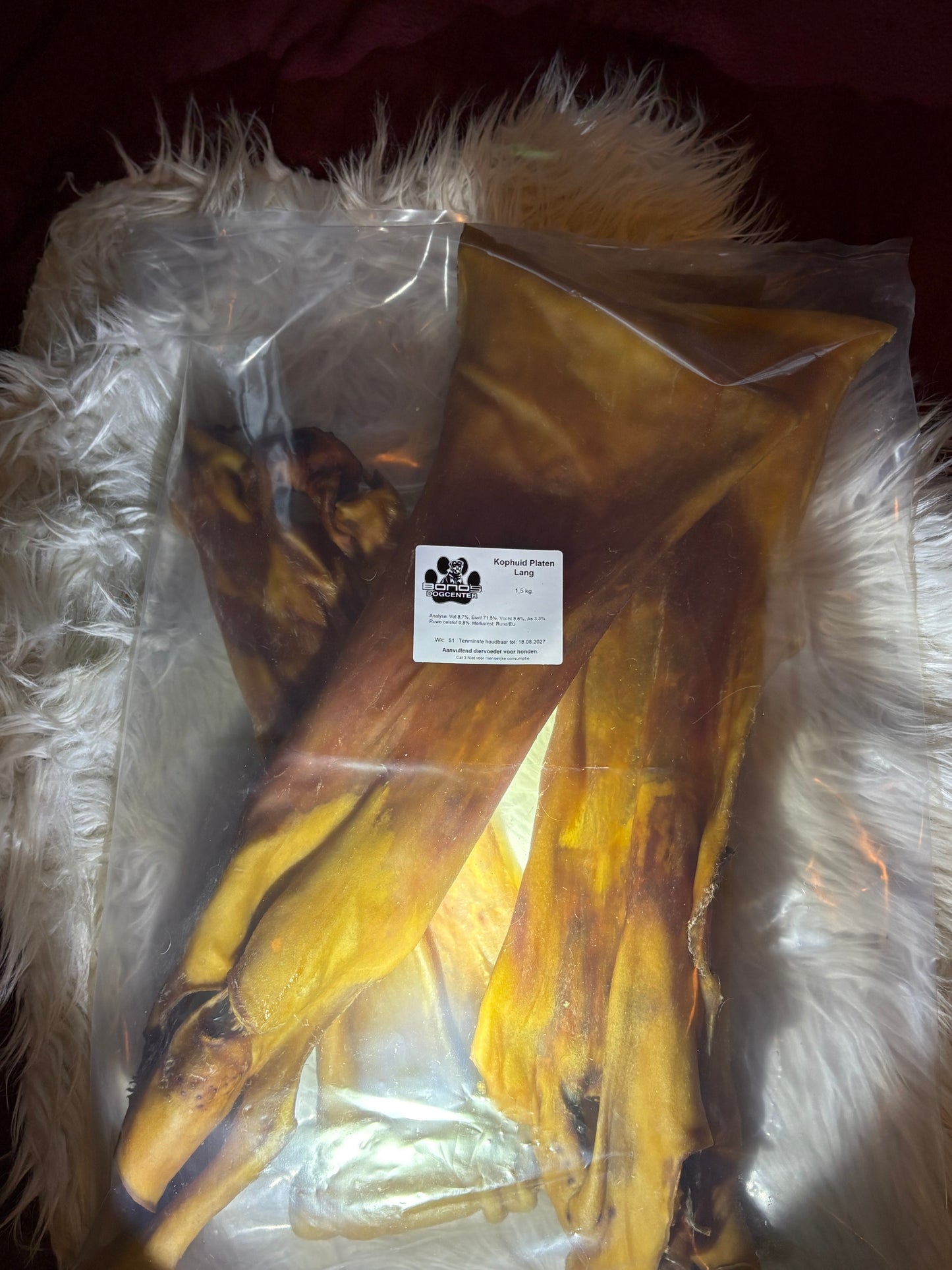 Bono's Dogcenter - Runderkophuid platen lang 1,5 kilo