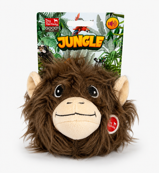 Jungle Aap Bal met Pieper – Hondenspeelgoed – 12 cm