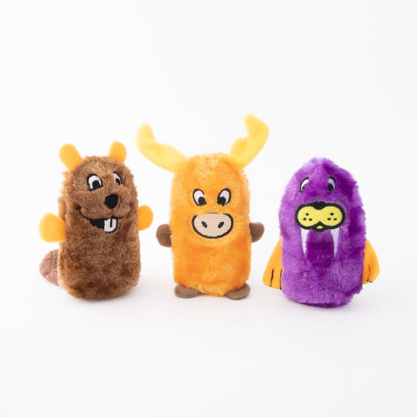 ZippyPaws Squeakie Buddies 3-Pack – Bever, Eland & Walrus 🦫🫎