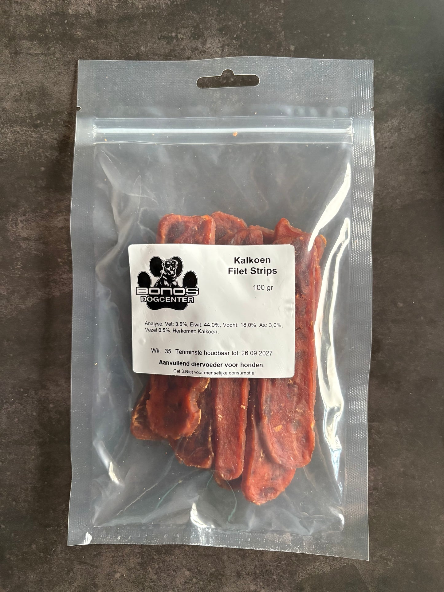 Filet Strips Kalkoen – 100% kalkoen | Vetarme hondensnack 100 gram