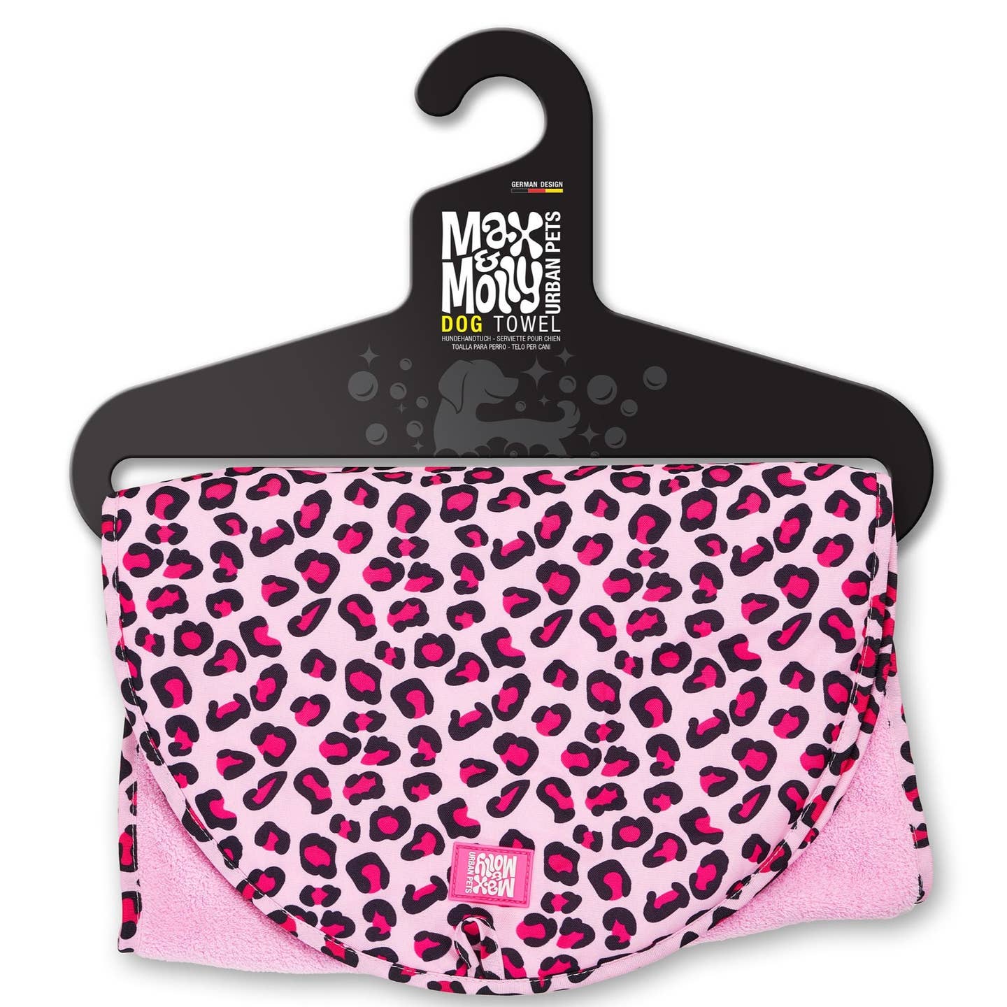Max & Molly Dog Towel – Sneldrogende Hondenhanddoek Pink Leopard