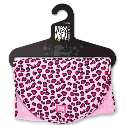 Max & Molly Dog Towel – Sneldrogende Hondenhanddoek Pink Leopard
