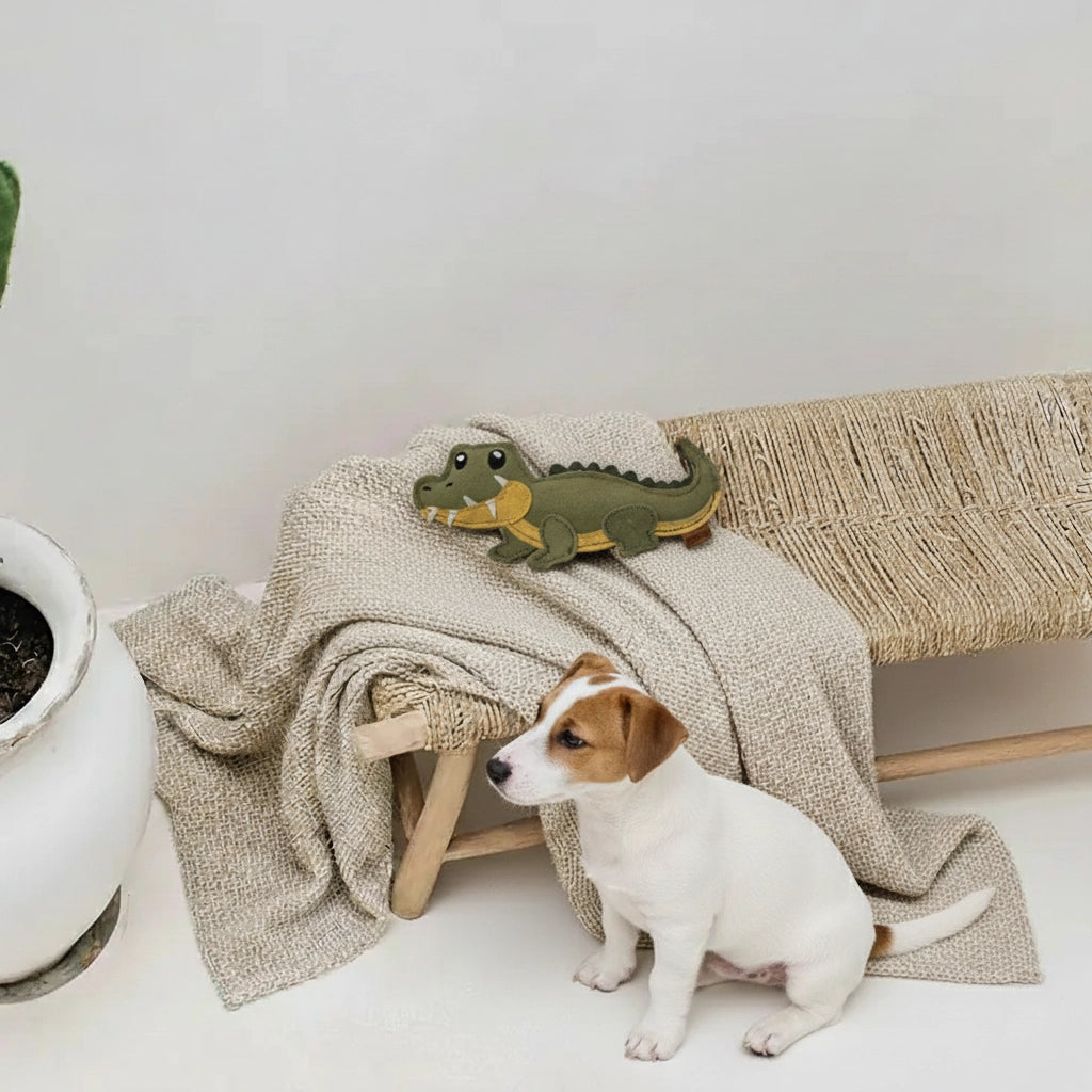 BUDDY. Hondenspeelgoed van leer voor kleine honden "Krokodil"